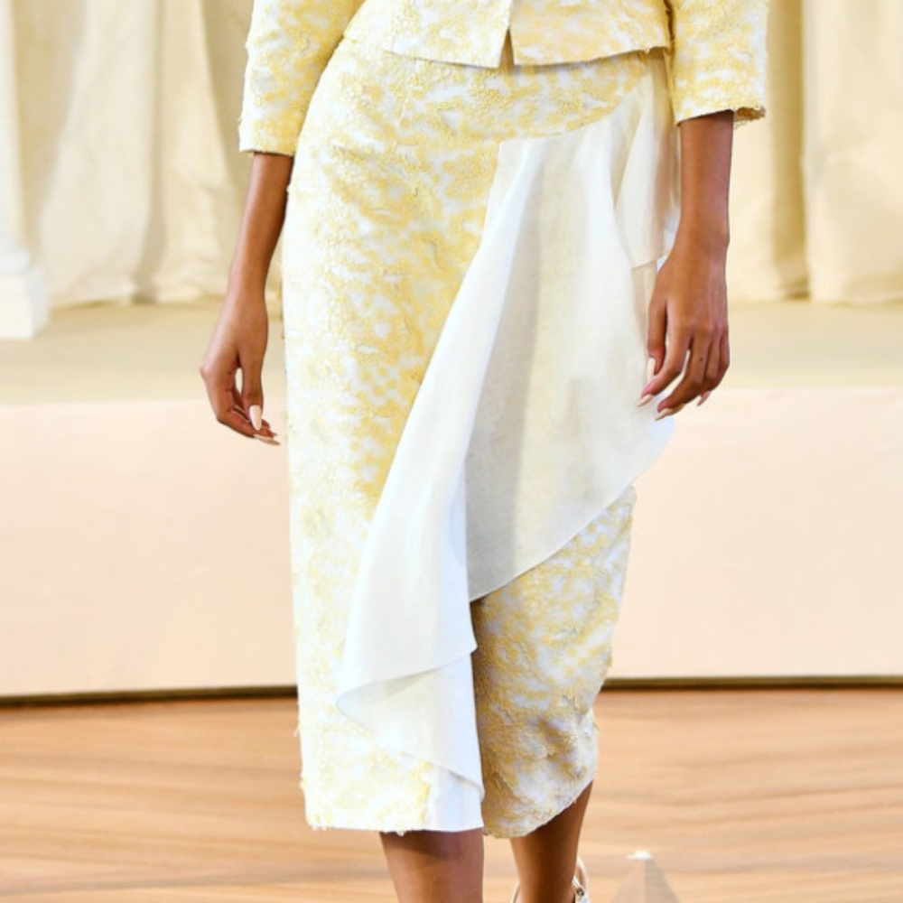 NWT Markarian Delia Ruffled Daisy-Embroidered Midi Skirt - xs